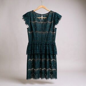 Anthropologie Maeve Elsa Peplum Teal Lace Dress